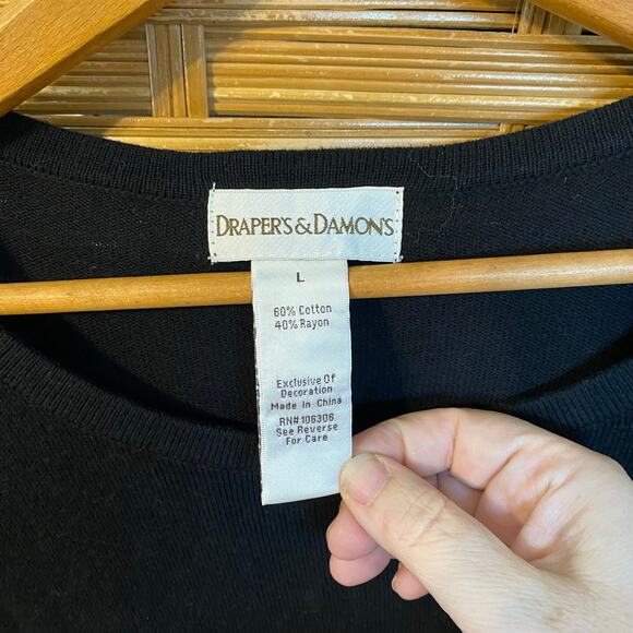 Draper’s & Damon’s Sequin Christmas Tree Top Black Gold Large holiday party - Picture 3 of 7